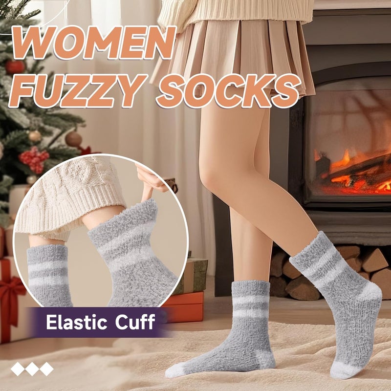 AMENLAN Store Women Fuzzy Slipper Socks Winter Microfiber Soft Cozy Plush Fluffy Socks Warm Comfy Thermal Home Sleeping Socks - Image 4
